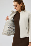 Anya Women's Cream Short Leather Jacket | Derimod