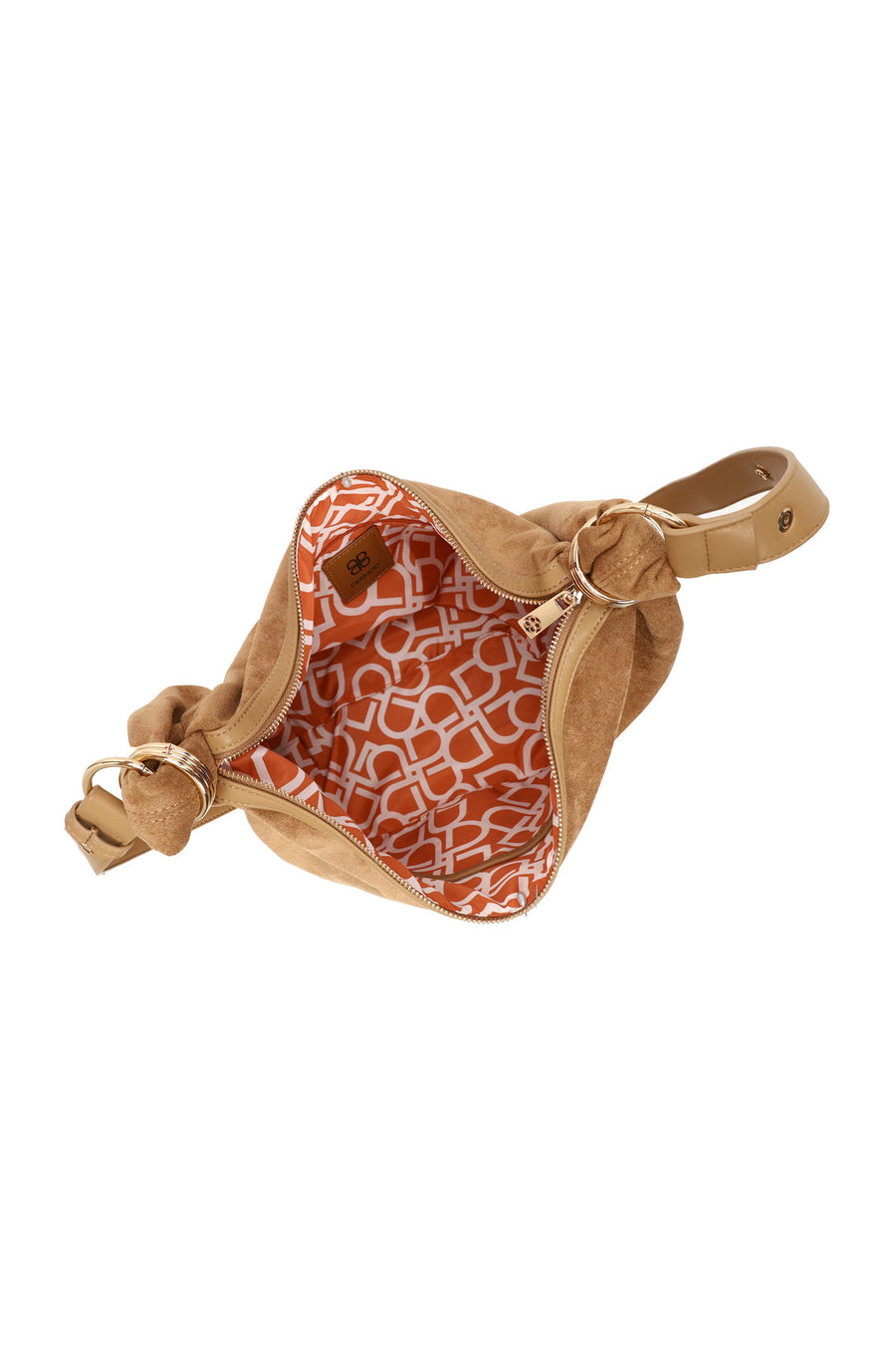 Woman Beige Suede Shoulder Bag