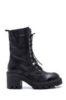 Women's Leather Zippered Heeled Boots | Derimod