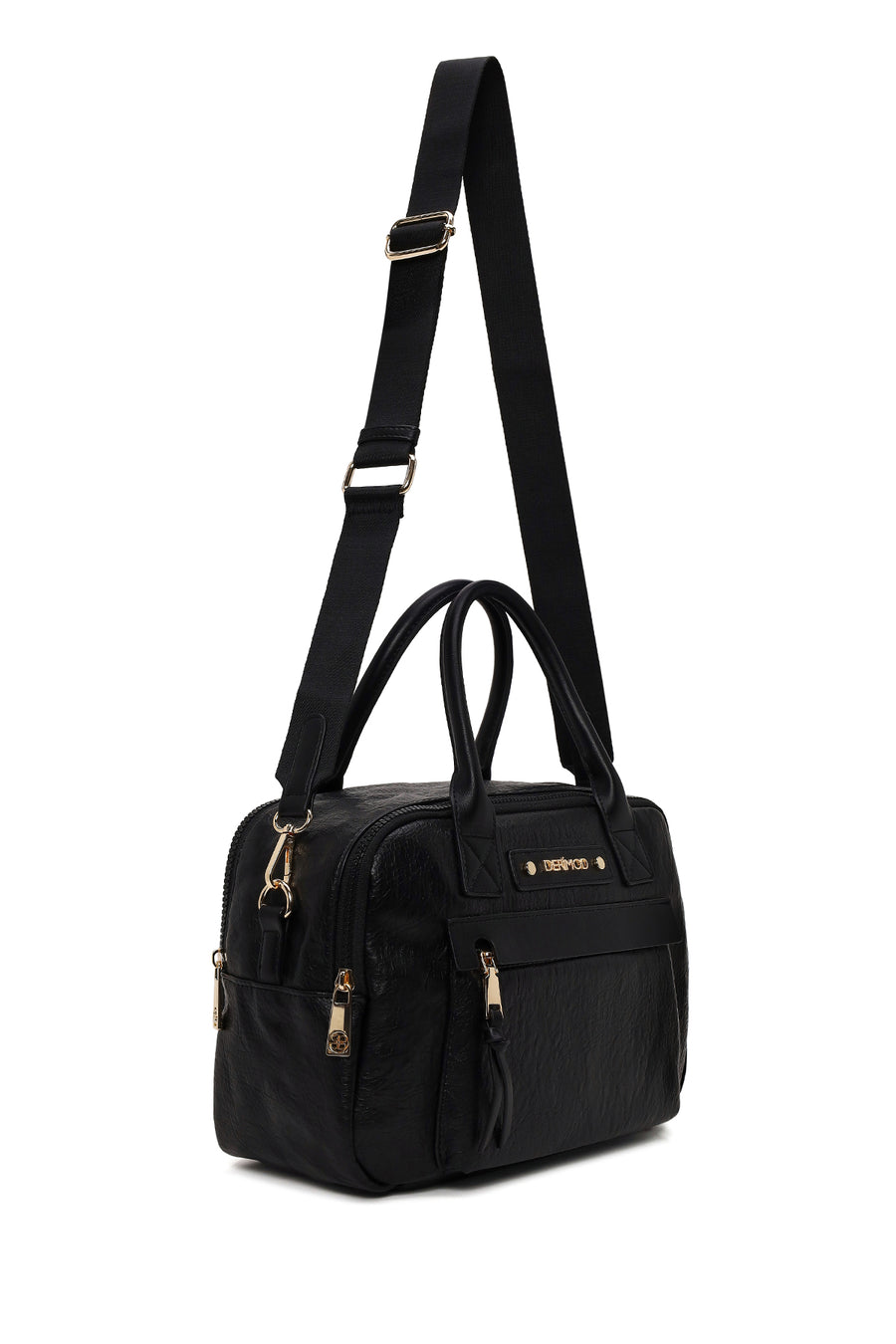 Woman Black Long-Strap Casual Shoulder Bag