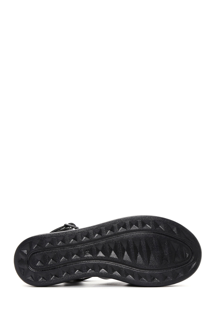 Women's Black Leather Thick-Sole Comfort Sandals