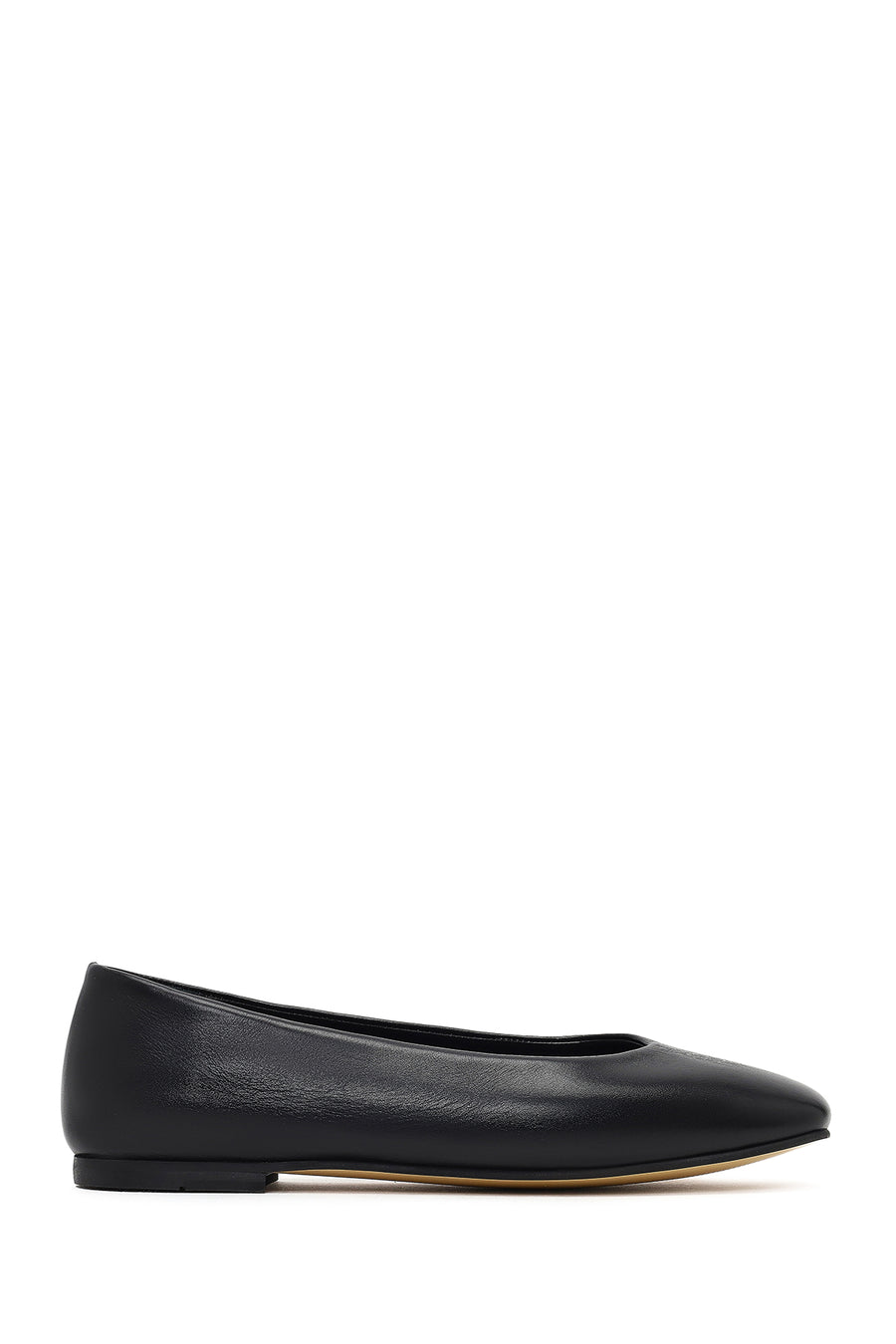 Women's Black Classic Leather Ballet Flat 25AFD380118 | Derimod