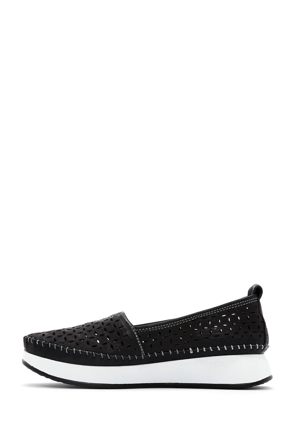Kadın Siyah Kalın Tabanlı Deri Konfor Loafer