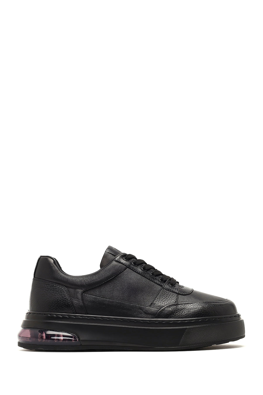 Erkek Siyah Bağcıklı Kalın Tabanlı Deri Sneaker 25WFD642018 | Derimod