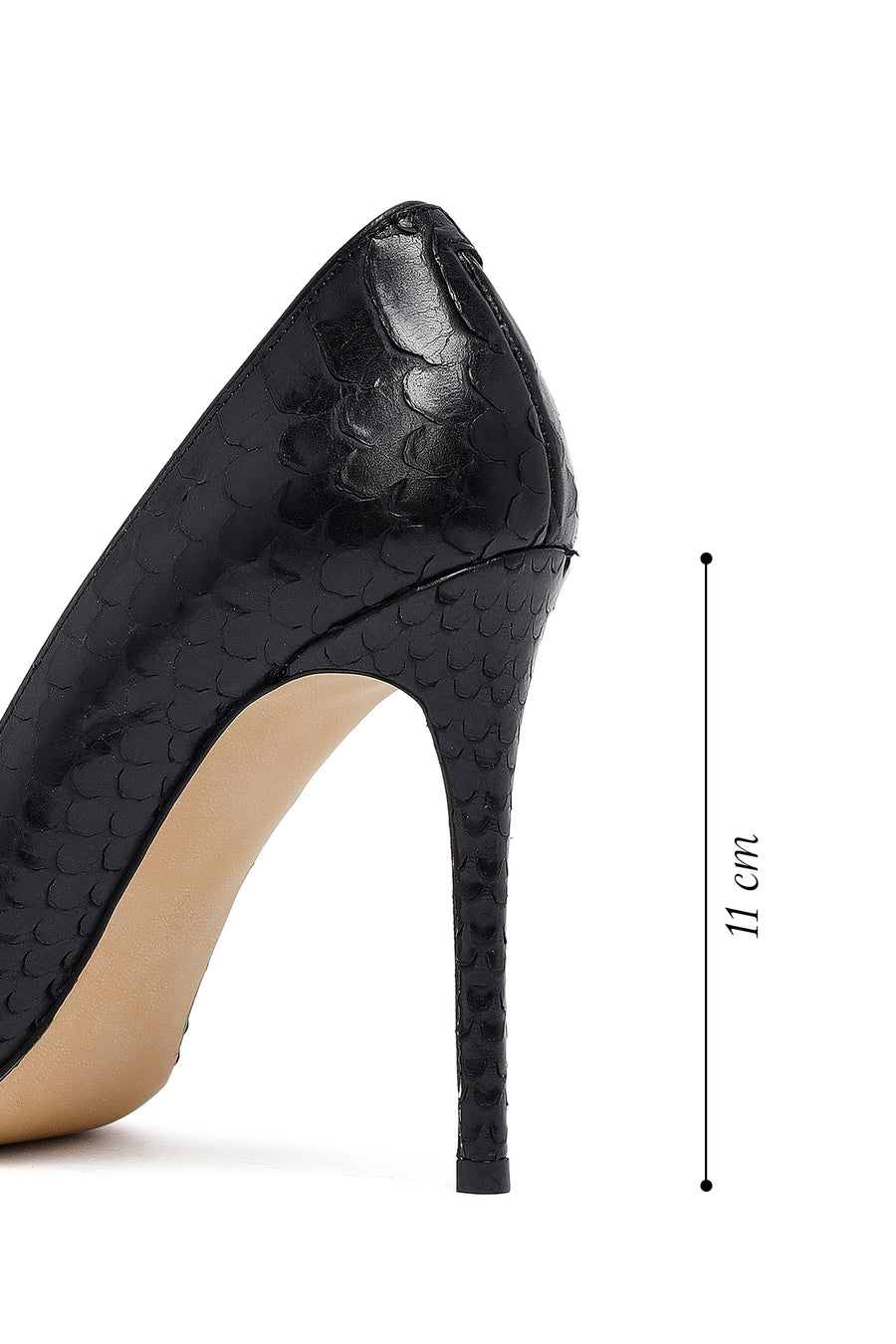 Kadın Siyah Desenli Yüksek İnce Topuklu Deri Stiletto
