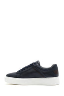 Male Navy Lace-up Leather Sneaker | Derimod
