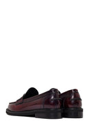 Women's Burgundy Leather Masculine Loafer | Derimod