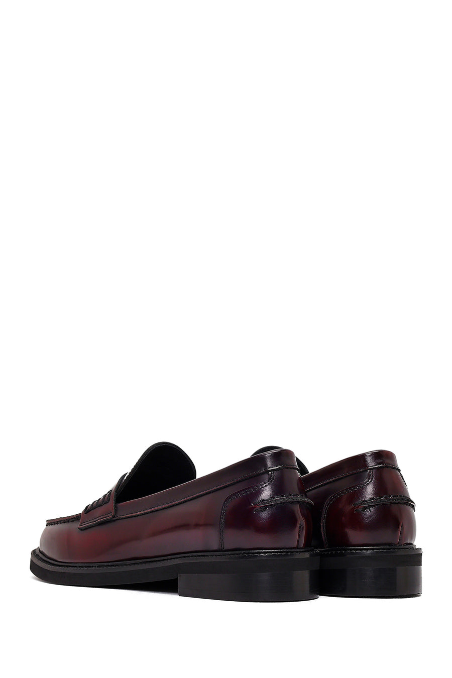 Women's Burgundy Leather Masculine Loafer