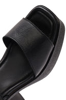 Women's Black Ankle Buckle Platform Chunky High Heel Leather Sandals | Derimod