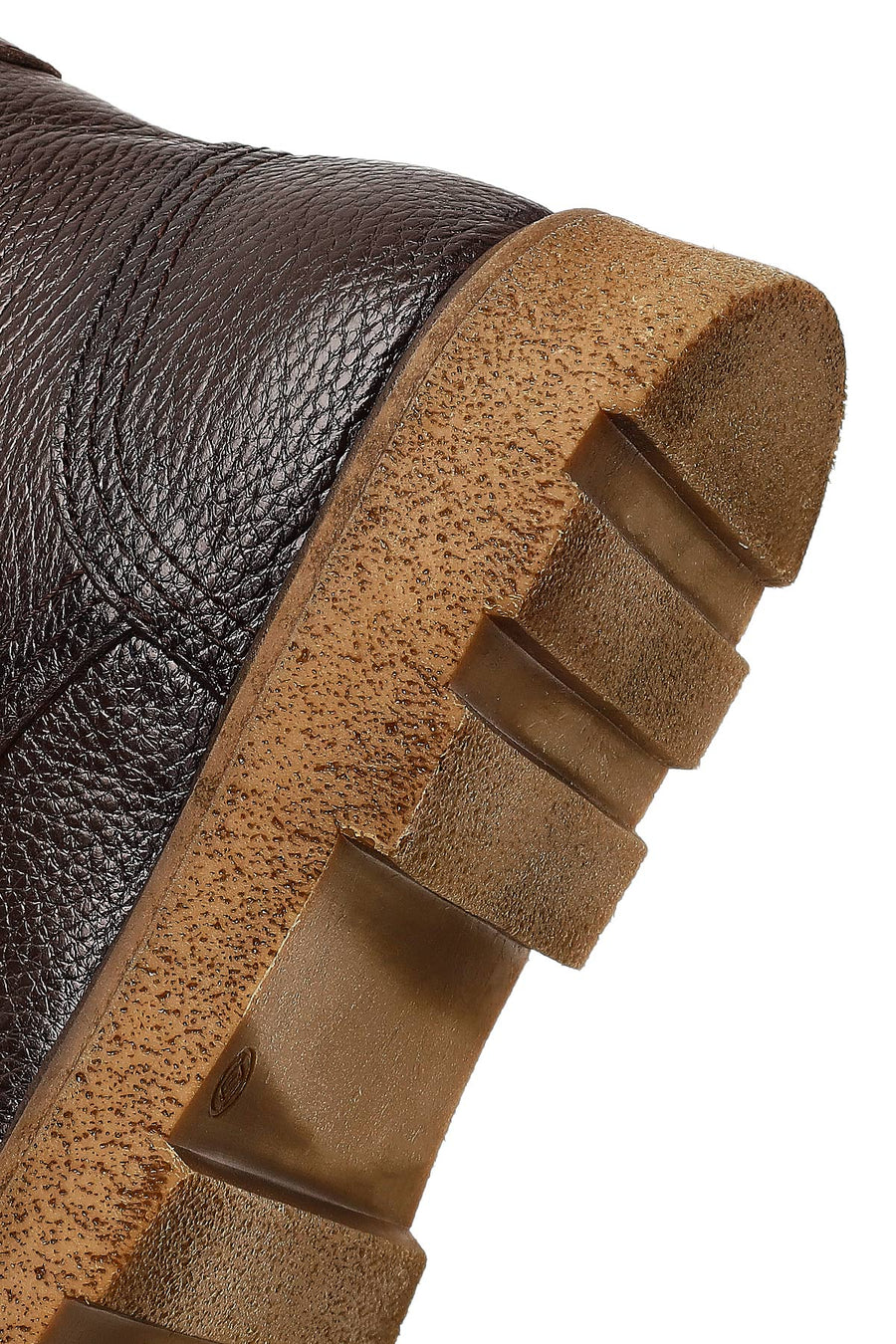 Men's Brown Zippered Thick-Soled Leather Boots