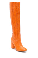 Women's Leather Crocodile Patterned Heeled Boots | Derimod