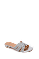 Woman Silver Slipper with Stones | Derimod