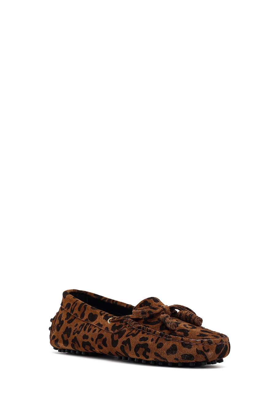 Kadın Leopar Fiyonklu Süet Deri Loafer