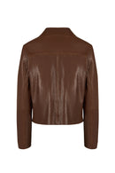 Jill Woman Brown Short Leather Jacket | Derimod