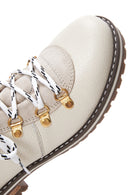 Women's White Leather Lace-up Plush Casual Boots | Derimod