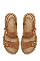 Woman Powder Thick-Soled Suede Comfort Sandal | Derimod