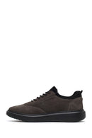 Male Gray Lace-Up Thick-Soled Nubuck Leather Sneaker | Derimod