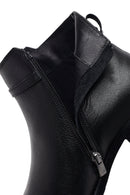 Woman Black Zip Closure Short-Heeled Leather Boots | Derimod