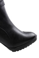 Women's Black Buckle Heeled Boots | Derimod
