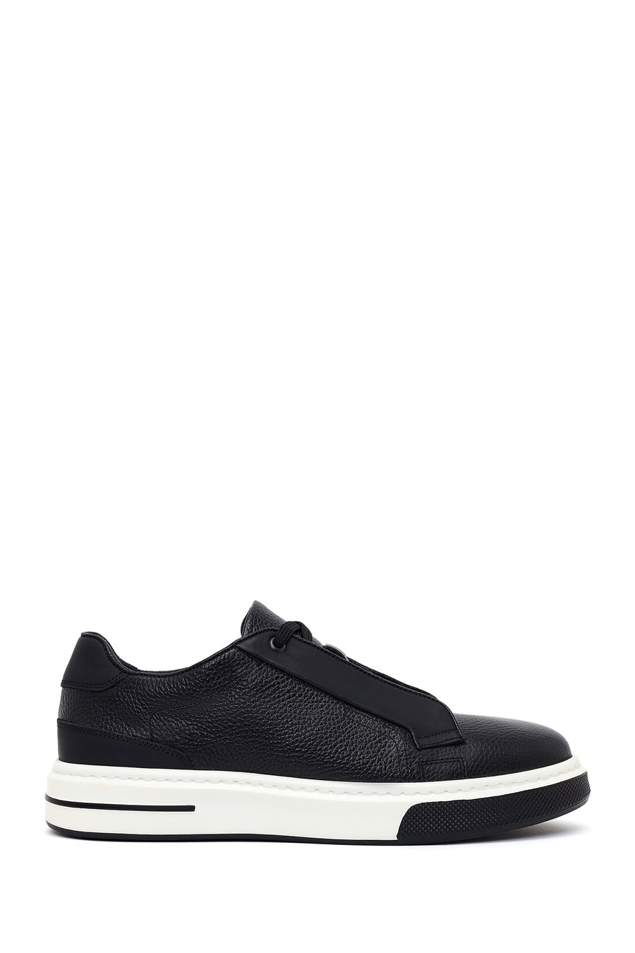 Erkek Siyah Bağcıklı Kalın Tabanlı Deri Sneaker WM740012DF | Derimod