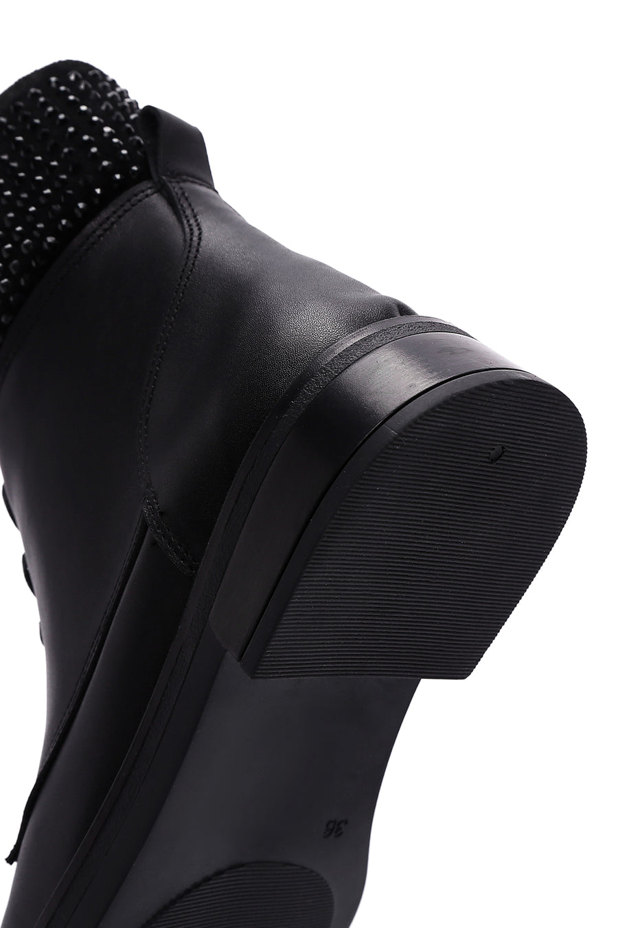 Women's Black Leather Stone Boots