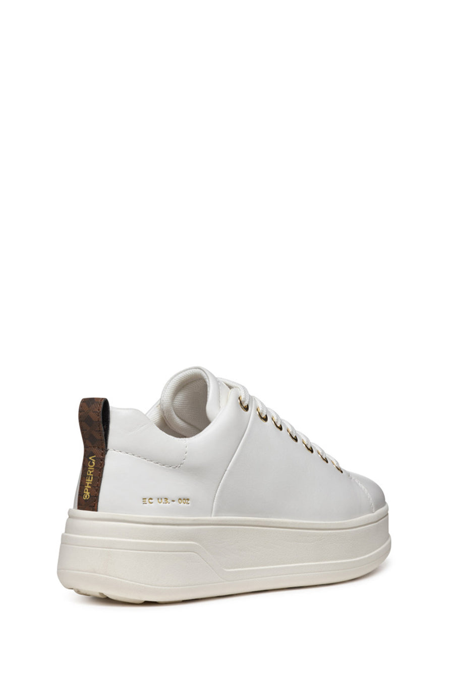 Geox Women's White Spherica Ecub-2 Lace-Up Leather Sneaker
