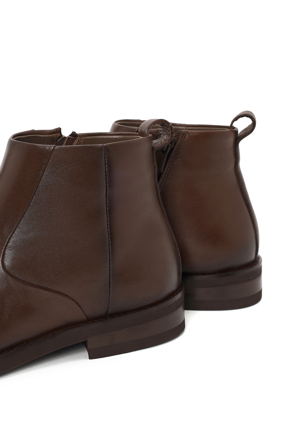 Derimod Black Male Brown Zip Closure Leather Boots