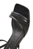 Women's Black Ankle Strap Heeled Patent Leather Sandals | Derimod