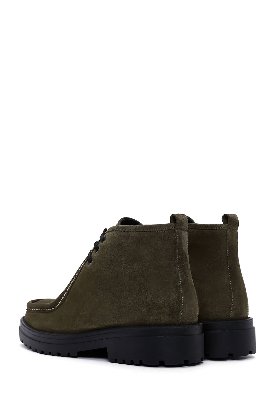 Men's Khaki Zippered Suede Leather Boots