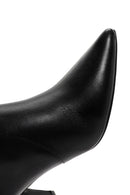 Women's Black Zippered Thin Heeled Leather Boots | Derimod