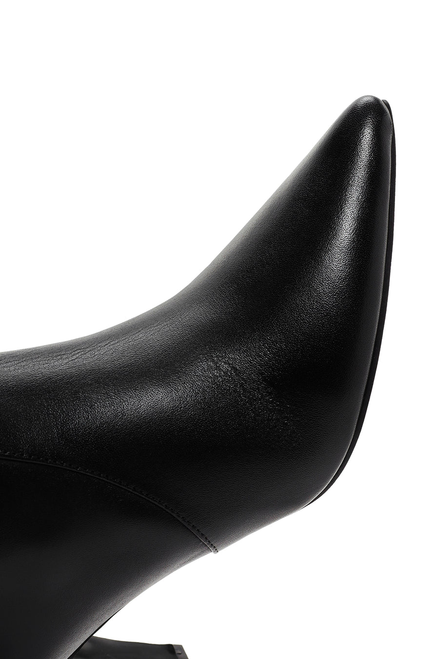 Women's Black Zippered Thin Heeled Leather Boots