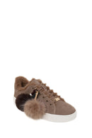 Woman Mink Lace-Up Charm Suede Teddy Leather Sneaker | Derimod