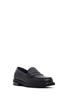 Woman Black Leather Masculine Loafer | Derimod