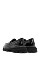Women's Black Patent Leather Masculine Loafer | Derimod