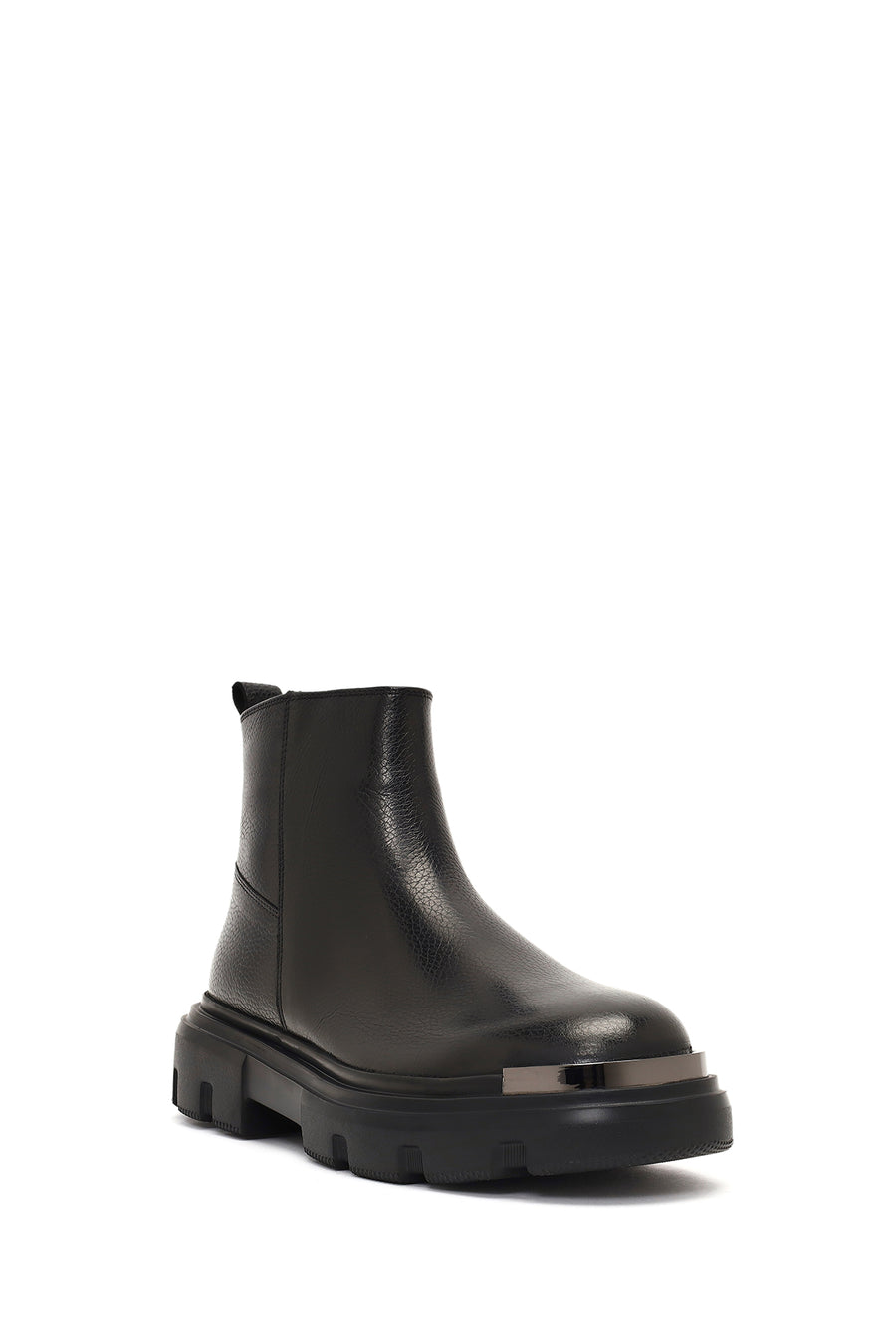 Male Black Zip Closure Thick-Soled Leather Boots