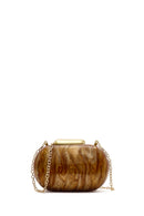 Women's Brown Long Chain Strap Mini Box Clutch Bag | Derimod