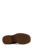 Women's Tan Zippered Thick Heeled Leather Boots | Derimod