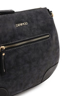 Woman Black Long-Strap Nubuck Crossbody Bag | Derimod