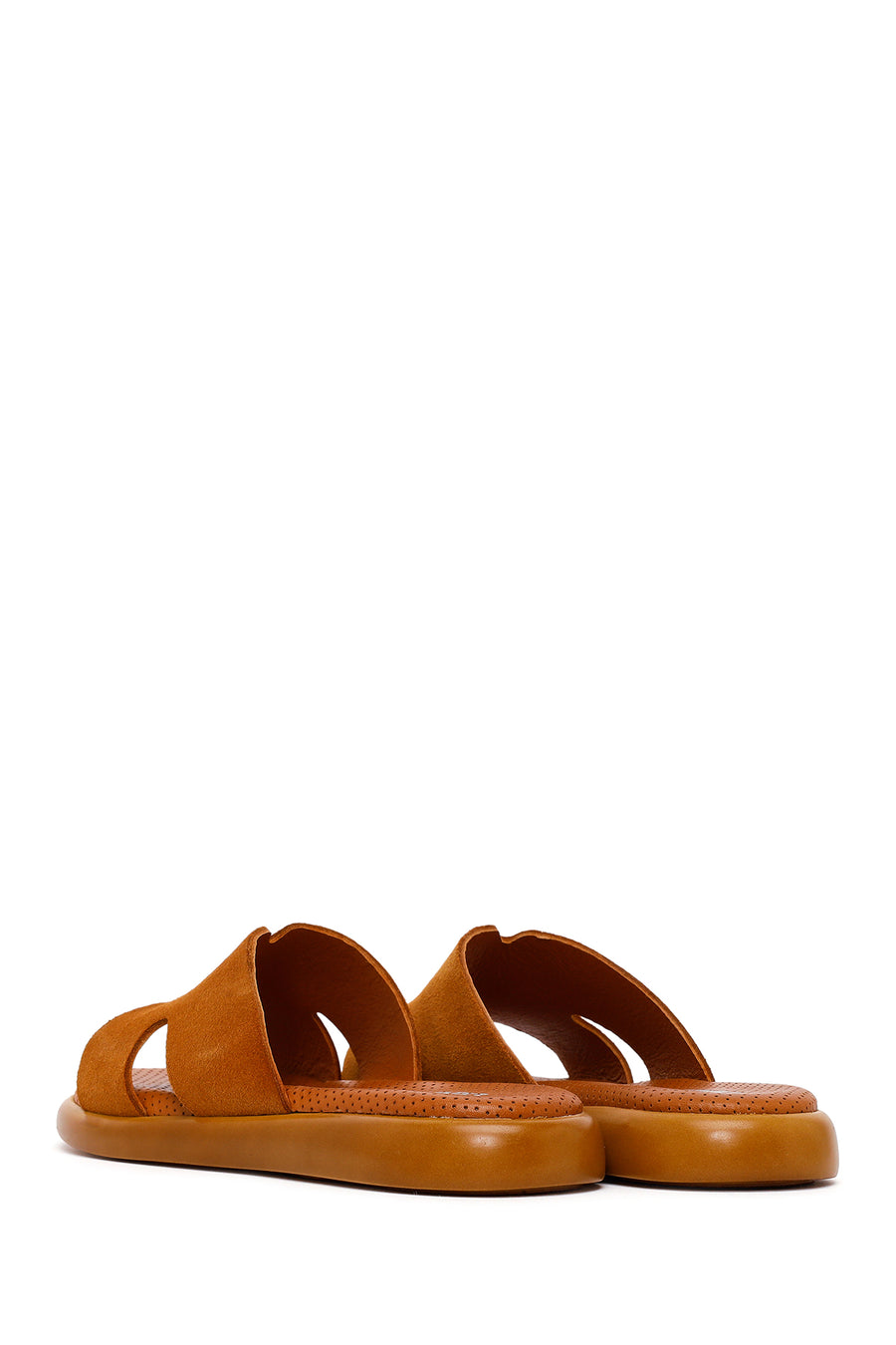 Woman Tan Suede Leather Slippers