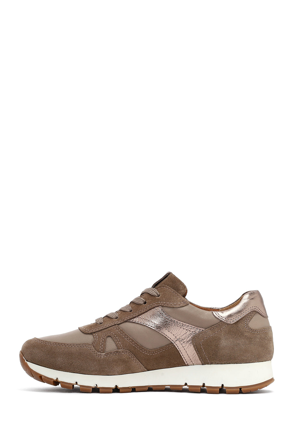 Kadın Vizon Bağcıklı Deri Sneaker