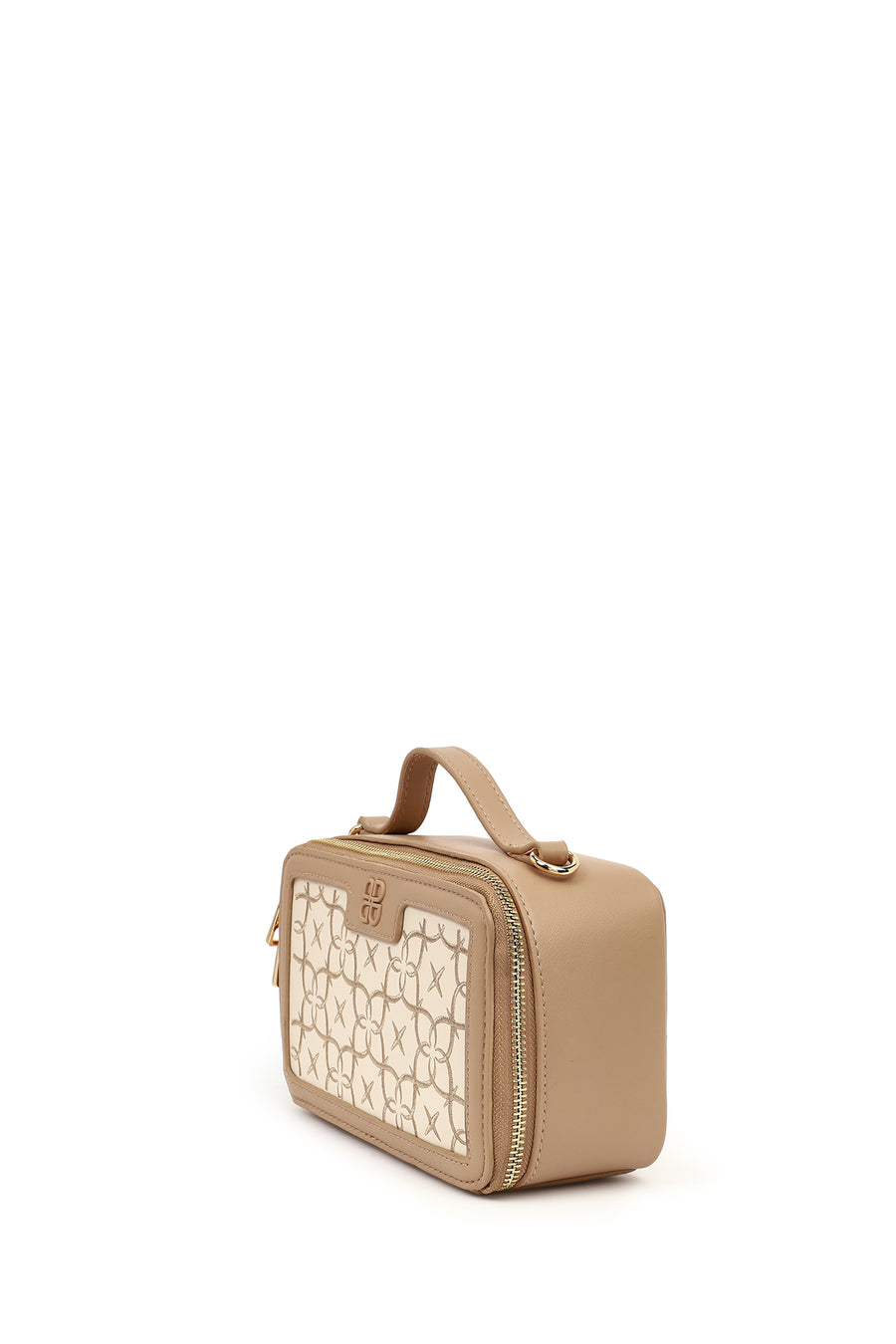 Women's Beige Long Strap Printed Shoulder Bag