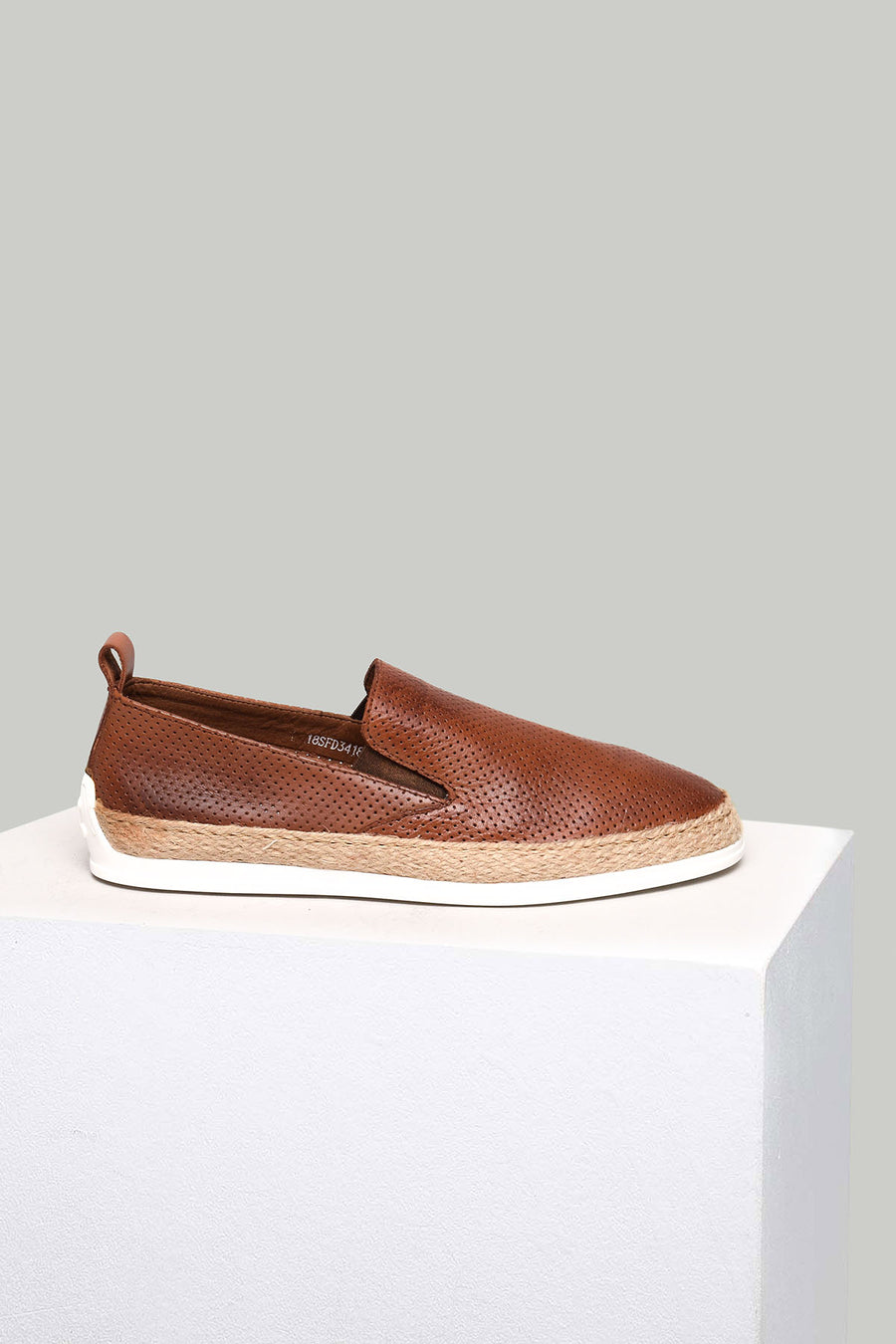 Tan Men's Leather Espadrille