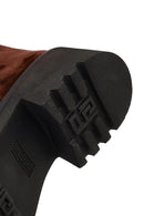 Women's Brown Zip-Up Chunky Sole Suede Leather Boots | Derimod