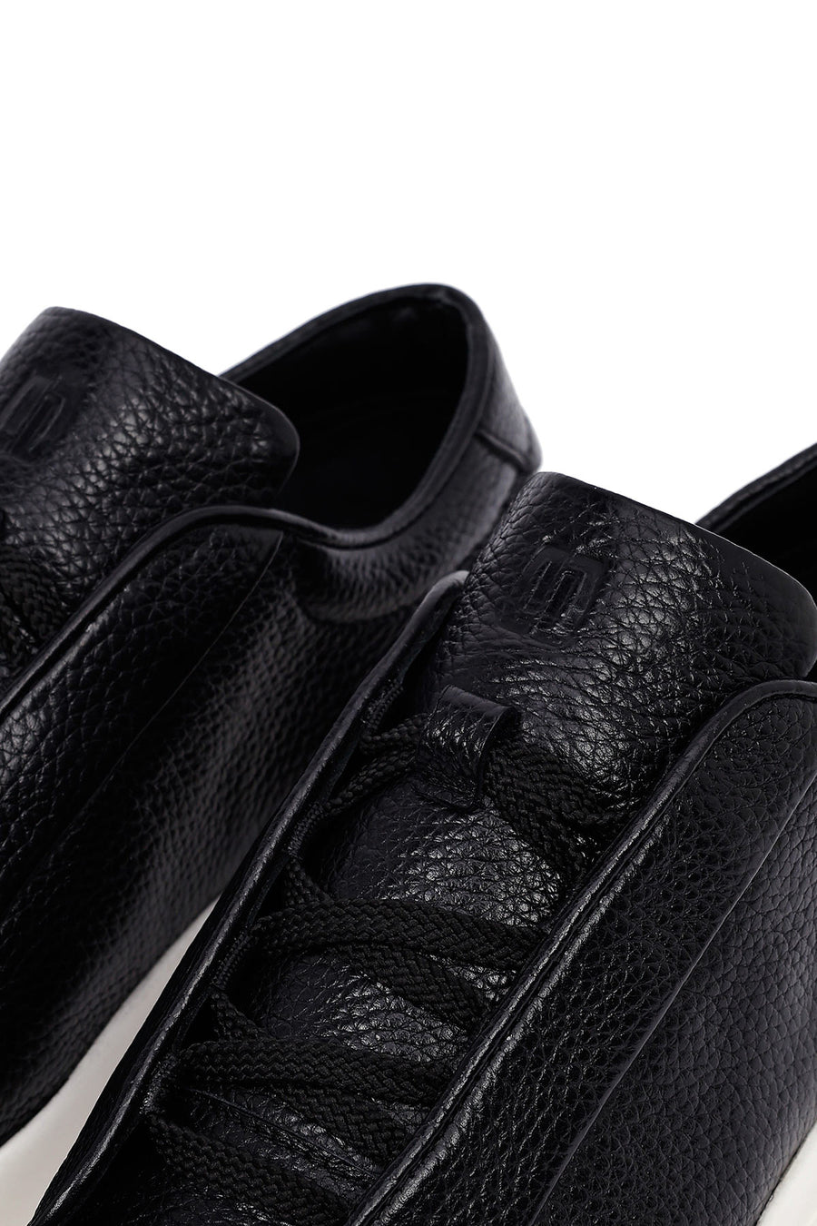 Men's Black Lace Up Leather Sneakers