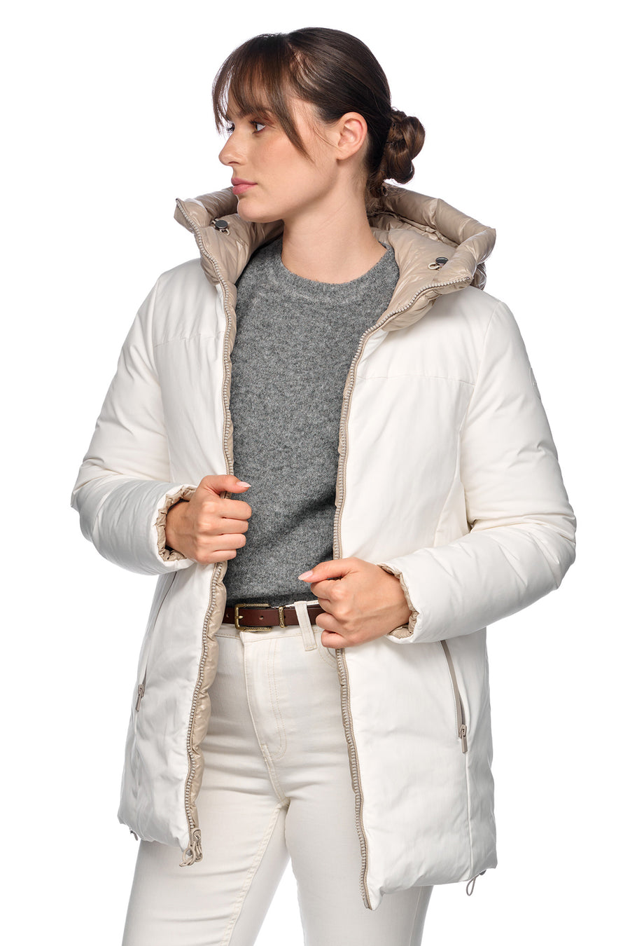 Geox Women's White Spherica Hooded Coat