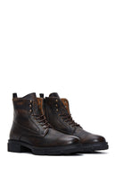 Men's Brown Leather Zippered Boots | Derimod