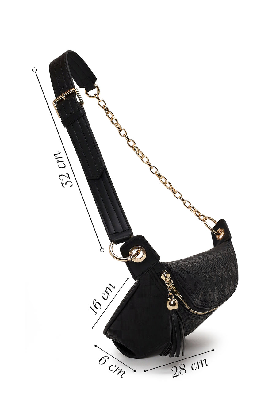 Woman Black Printed Waist Bag