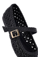 Women's Black Buckled Braided Ballerinas | Derimod