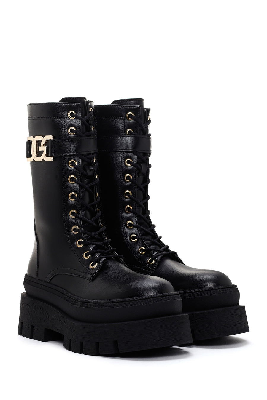 Women's Black Thick Soled Zippered Boots