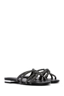 Women's Black Stone Slippers | Derimod